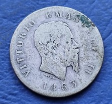 MONETA COIN REGNO D'ITALIA VITTORIO EMANUELE II° 1 LIRA 1863 UNA TORINO ARGENTO