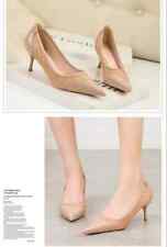 decolte scarpe donna eleganti comode beige 6 cm pelle sintetica 9251