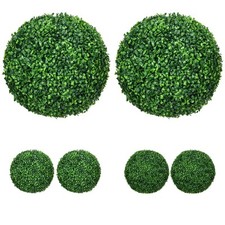 HOMCOM Set 2 Piante Finte Sfera di Bosso per Interno ed Esterno Verde