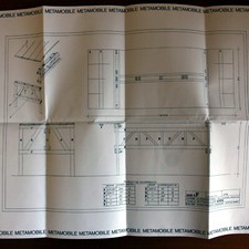 Enzo Mari disegni costruttivi di 2 tavoli Metamobile x Simon Gavina 60 x 42 cm