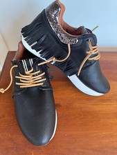 Shu Shop Sneakers W7 PEPA Black Black Moccasin Fringe Silver New (Other)