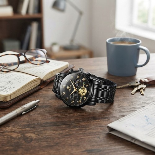 Elegant black dial big face - elegant,