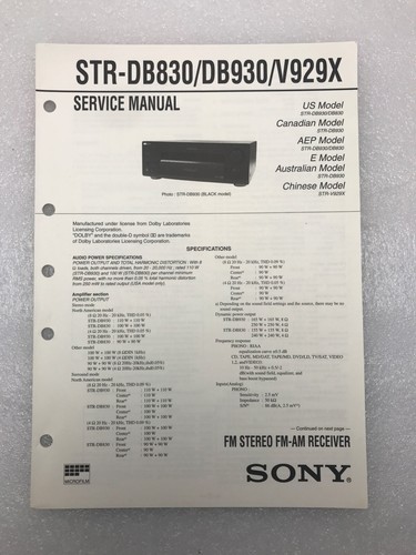 Sony str db830 db930 - sony, str-db830/db930/v929x