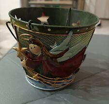Portacandela di Natale secchiello con angioletto