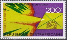 Centrafrica 1973 UPU, giorno postale, piccione portatore, uccellini, lettera, comunicazione MNH