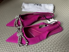 ZARA Sandali Rosa Tessuto con