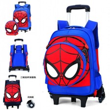  Zaino Spiderman Ragazzi Bambini Trolley Borsa Valigia Rotante Bagagli Regali