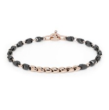 BARAKA Bracciale uomo oro rosa 18 kt ceramica nera BR27541 bracelet 21 cm