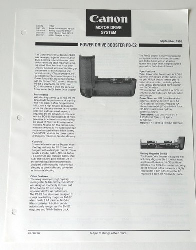 Schede tecniche canon 1998 - schede,