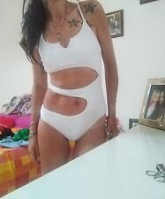Costume Da Bagno Intero Donna Ragazza Bianco Cut Out Shein Xs