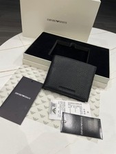 Ultimo!!!Emporio Armani Portafoglio Uomo Nero Vera Pelle Porta Carte Nero Nuovo con scatola