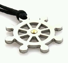 Ciondolo collana pendaglio timone acciaio punta oro giallo 18k stainless steel