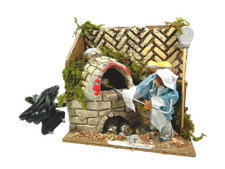 Pastore in Movimento Panettiere Cm 9x14x13 - Pane Pastori Presepe