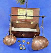 Antique 19th Century W&T Avery Travelling Hanging Scale + Original Red Wood Box.