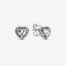Orecchini Cuori in Rilievo donna Pandora 298427C01 Argento 925 con Zirconi