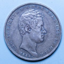 CARLO ALBERTO 5 LIRE 1844