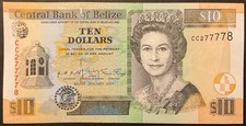10 DOLLARS 2001 CENTRAL BANK OF BELIZE 1 BANCONOTA CARTAMONETA 10 DOLLARI