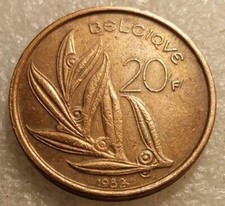 1982 belgian francs coin - belgian, 20