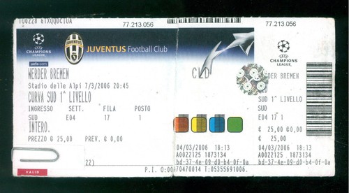 Biglietto juventus werder - biglietto,