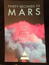 30 SECONDS TO MARS JARED SHANNON LETO BAND AUTOGRAFO FIRMATO MERCH 2013 POSTER