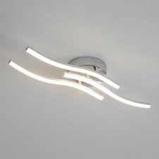 Comely Plafoniera LED Onda, 18W Curva Moderna Cromata, Bianco Naturale 4500K