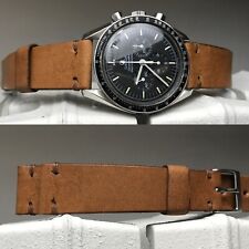 20 mm Genuine Cinnamon Brown Leather watch Strap Brown stitch for Vintage Chrono