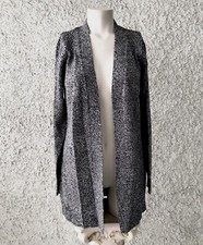 BRAVE SOUL CARDIGAN TWEED GRIGIO NERO ANTRACITE LUNGO APERTO MODA DONNA