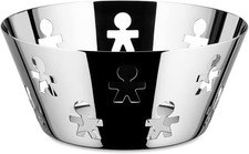 Alessi Girotondo AKK04 Cestino di Design con Decoro Traforato, Acciaio Inox 18/1