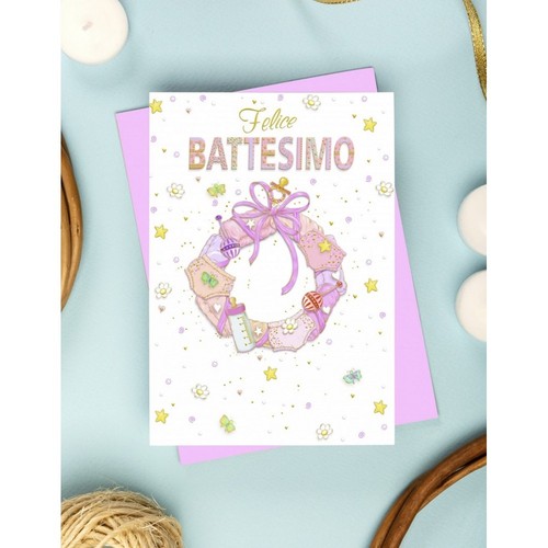Biglietto felice battesimo - "felice,