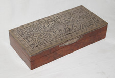 SCATOLA BOX PORTAGIOIE IN LEGNO CON COPERCHIO IN ARGENTO CESELLATO PUNZONATO 800