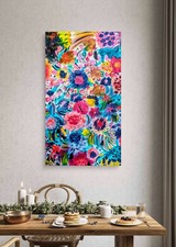 Quadro dipinto a mano  Astratto floreale - Colori vivaci e moderni - Pezzo unico