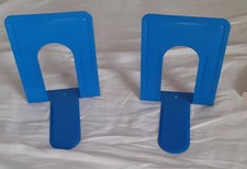 LOTTO DUE FERMALIBRI PER MENSOLE E LIBRERIA IN METALLO COLORE  BLU AZZURRO