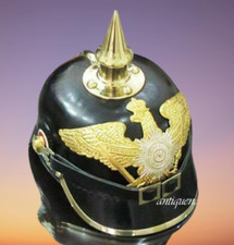 PELLE Elmo "tedesco" Baden Pickelhaube Prussiano ARMATURA+SPIKE Halloween reale