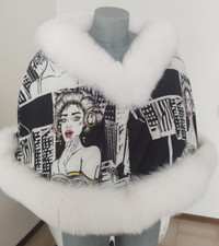 poncho tessuto e volpe, colore