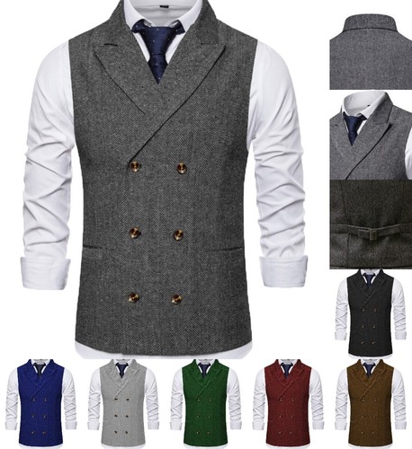 Gilet uomo doppiopetto tweed