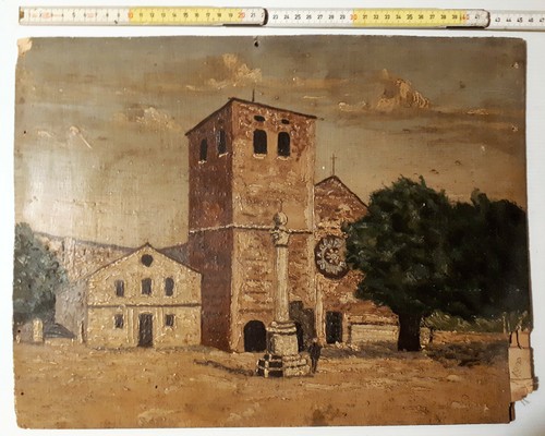 Dipinto olio compensato - a, su