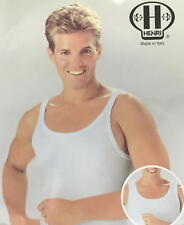 6 CANOTTE UOMO HENRI ART. 60 SPALLA STRETTA 100% COTONE RASATO TAGLIE 3-8 