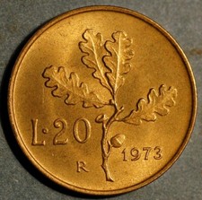 Italia 20 Lire 1973 KM# 97