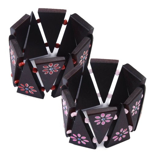 Legno bracciale fiori - legno,