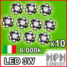 10X CHIP LED 3W BIANCO NATURALE 6000-6500K° Power Led White 180lm 700mA