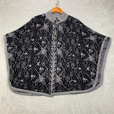 Scialle vintage Sebsatex alpaca donna taglia unica lana corno bottoni boho giacca mantello