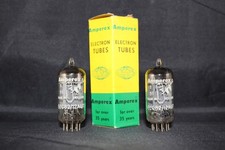 2 Coppia PULITE ABBINATE 1957 Amperex ECC82 12AU7 Bugle Boy k63 Amplitrex testate
