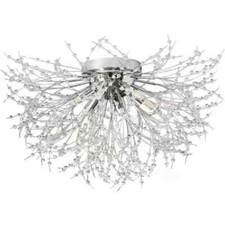 Lampadario Soffitto Plafoniera Argento Moderna Cristalli Fuochi Artificio
