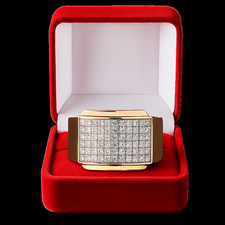 Anello di fidanzamento da uomo in oro rosa 18 kt con diamanti tondi creati...