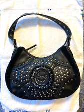 Borsa Byblos blu nerain pelle, velluto, borchie e strass, originale,  usata