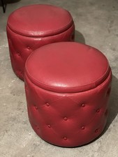 Pouf Contenitore pelle Rossa - Coppia