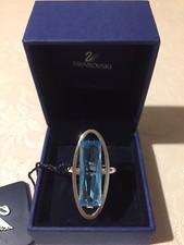 SWAROVSKI parure ANELLO+ BRACCIALE tennis acquamarina rara introvabile AUTENTICA