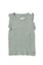 Canotta smanicata rosa pollo bambina cotone con volant verde taglia 12