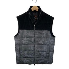 Gilet imbottito Waterville Italy grigio mimetico bordo in velluto a coste designer Preppy taglia 52 IT