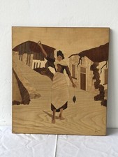 Quadro legno intarsiato figura - legno,